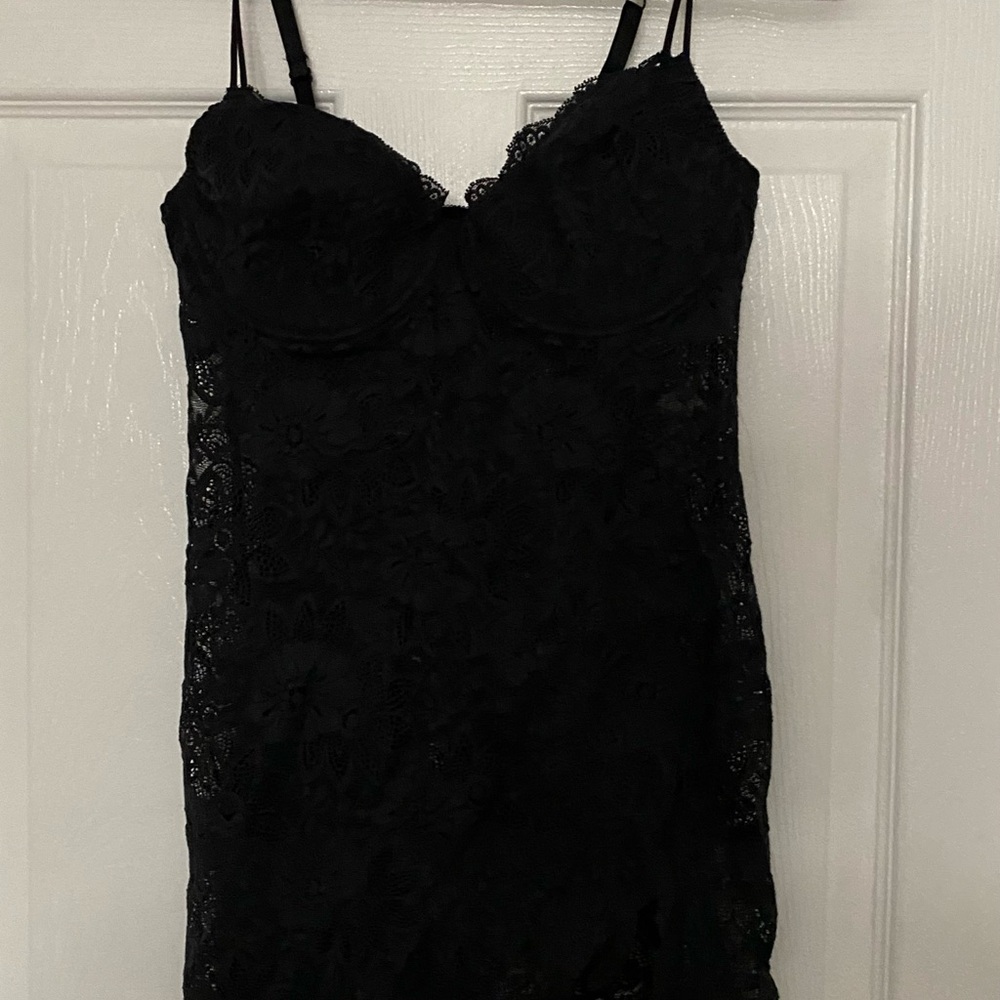 Victoria's Secret Black Lace Chemise Elegant Sleepwear